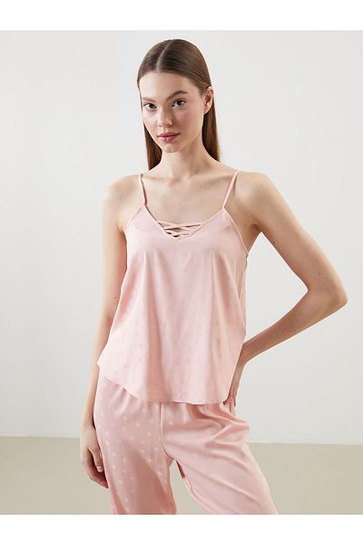 LC Waikiki New Season V-Neck Polka Dot Straps Satin Women's Pajama Set - S5Cq94Z8