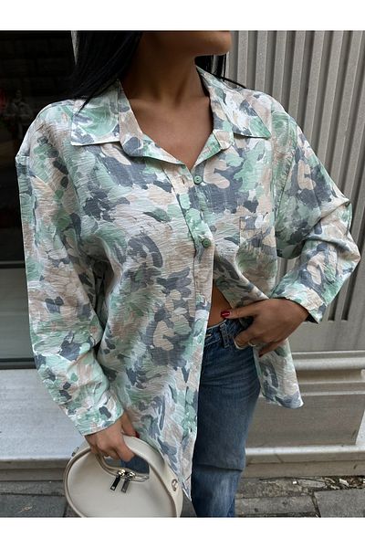 LB Laluna Butik Women's Floral Patterned Flowy Shirt