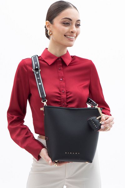 Sisley حقيبة كتف نسائية سوداء SLY163