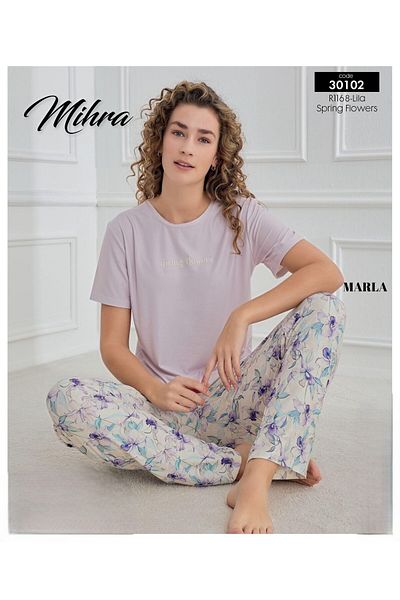 Mihra مارلا 30102 ليلا بدلة بيجامة بأكمام قصيرة