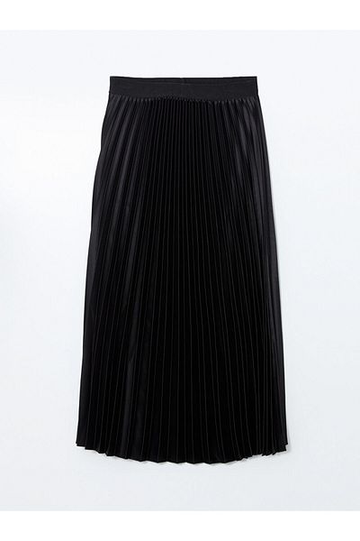 LC Waikiki New Season Elastic Waist Satin Women's Pleated Skirt - S5Kg90Z8