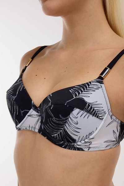 AYYILDIZ 40218 Black Leaf Patterned Recovery Bikini Set