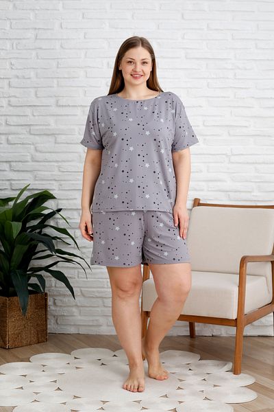 Trendyol Curve طقم بيجامة ميلان محبوكة بنمط نجمة رمادية اللون TBBSS25AI00060