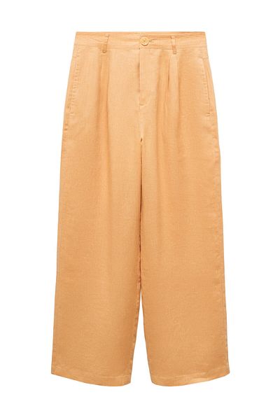 MANGO Woman Široké nohavice zo 100% ľanu