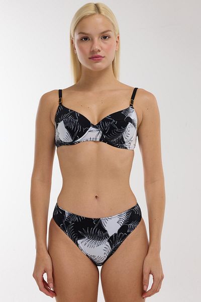 AYYILDIZ 40218 Black Leaf Patterned Recovery Bikini Set