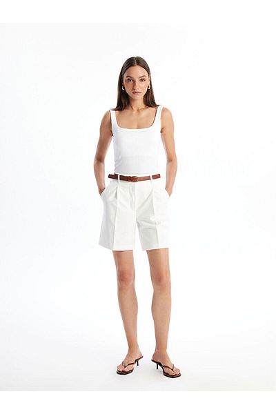 LC Waikiki Comfortable Fit Women's Shorts with Waist Belt