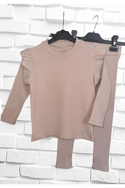 ÖYKÜ KİDS Girl's Ruffle Detailed Long Sleeve Stretchy Sets