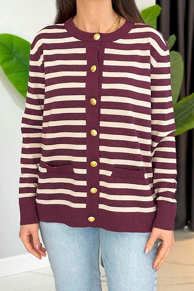 Nuss 306 Plum Simdetail Cardigan