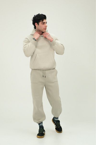 The Champ Clothing Set hanorac și pantaloni de trening oversize unisex, 80% bumbac, țesătură cu 3 fire, confortabil și elegant.