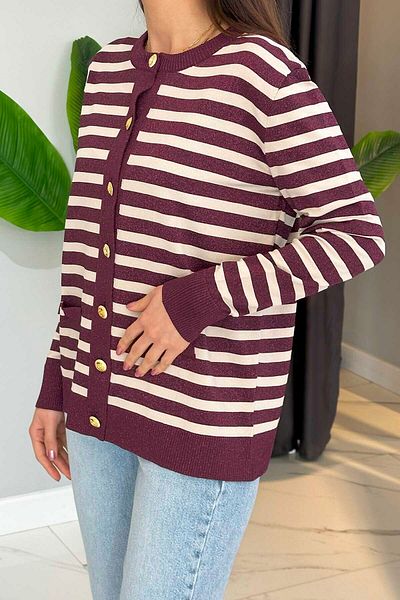 Nuss 306 Plum Simdetail Cardigan