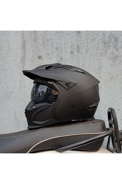 Choice خوذة دراجة نارية L 1 Orz Vintage Casque Moto Black Warrior Combo خوذة نصف كاملة Crui