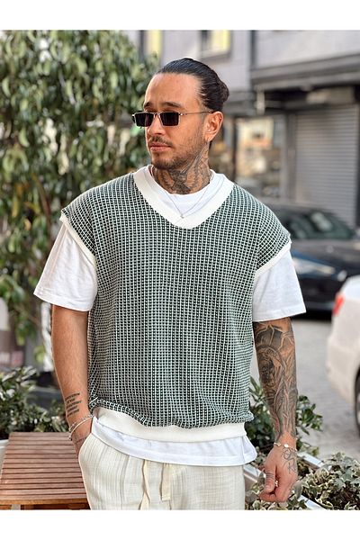 manch collection Green Oversize Sweater Dot Knitted