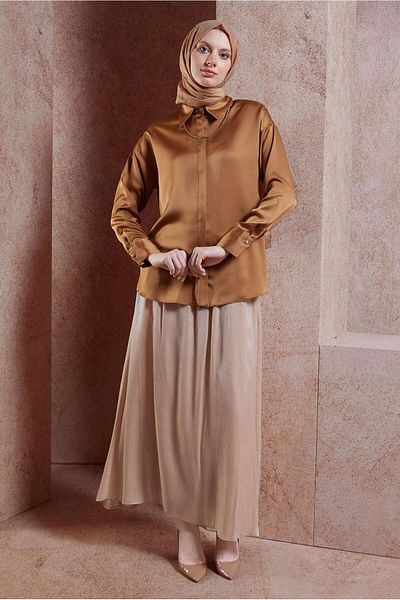 Alvina Bluză cămașă din satin - Model 44430