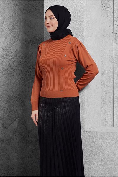 Alvina 45010 Model Pulover Tricotaj cu nervuri