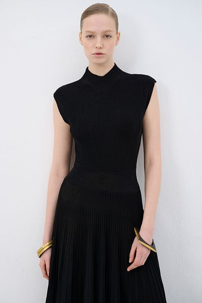 adL Ribbed Detailed Turtleneck Knitwear Dress
