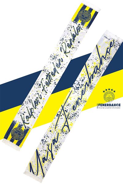 Fenerbahçe وشاح شال قلوب أصلي مرخص مع الألوان، طقم أكواب سيراميك في صندوق