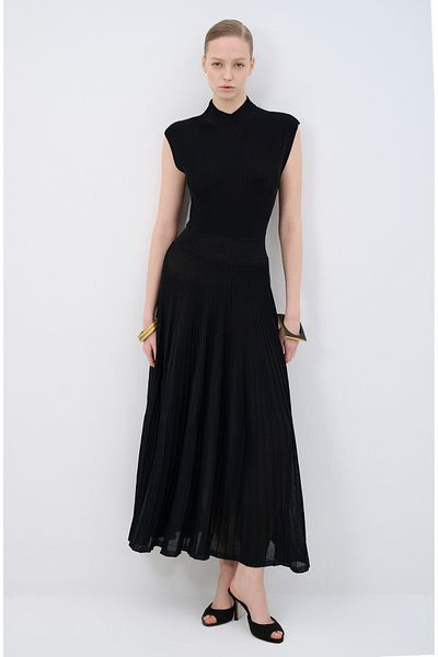 adL Ribbed Detailed Turtleneck Knitwear Dress