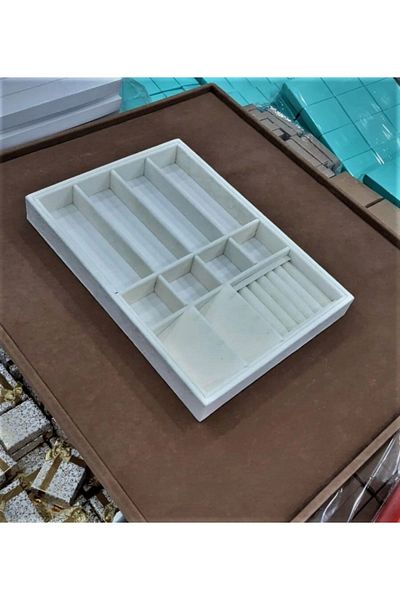 Aydın Decor New Local Suede Cream Drawer Jewelry Organizer Box (AYDINDECOR)