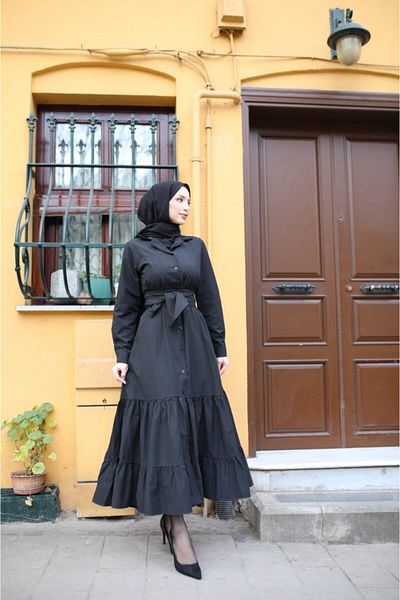 Modayakamoz تنورة نسائية طويلة الأكمام من Janes مع فستان قميص طويل من التريكو بحزام خصر مكشكش