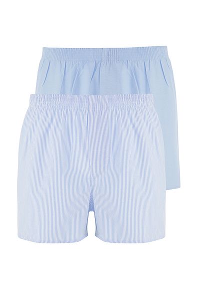Trendyol Collection Blaue Boxershorts aus gewebter Baumwolle im 2er-Pack TMNSS25BX00009