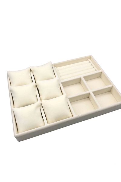 Aydın Decor New Suede Cream Jewelry Display Box (aydındecor)