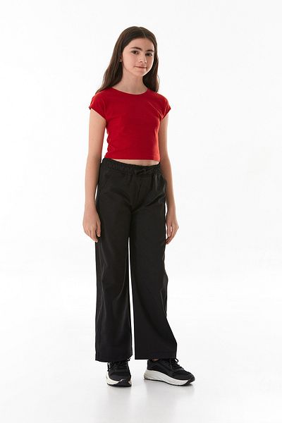 Fulla Moda Pantaloni pentru fete din țesătură parașută cu cravată în talie