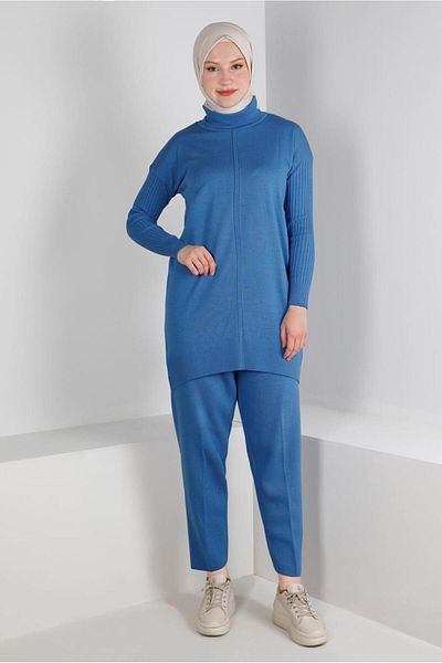 Alvina FISHER COLLAR BASIC DOUBLE PANT Tricot Costum 43216
