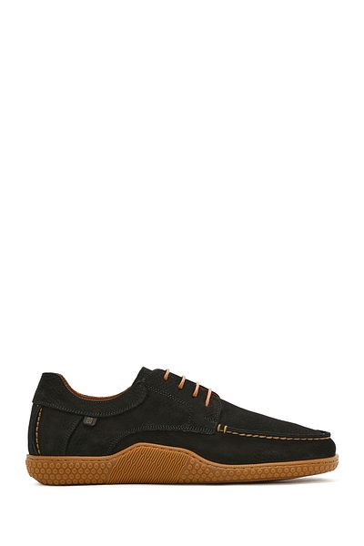 Derimod Men's Black Lace-Up Nubuck Leather Casual Shoes 25Sfd8001V3