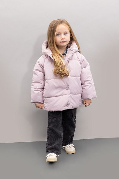 DeFacto Wind- und wasserabweisender Baby-Mantel für Mädchen – gerippte Ärmel, Knopf, Kapuze, Kunstpelzfutter C3502a524au
