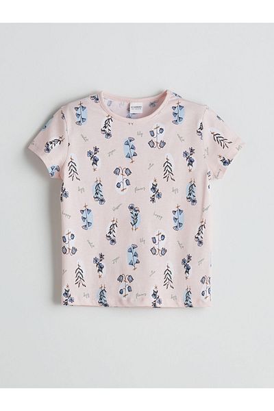 LC Waikiki Lcw Kids Pink Floral Girl's Combed Cotton Pajama Set