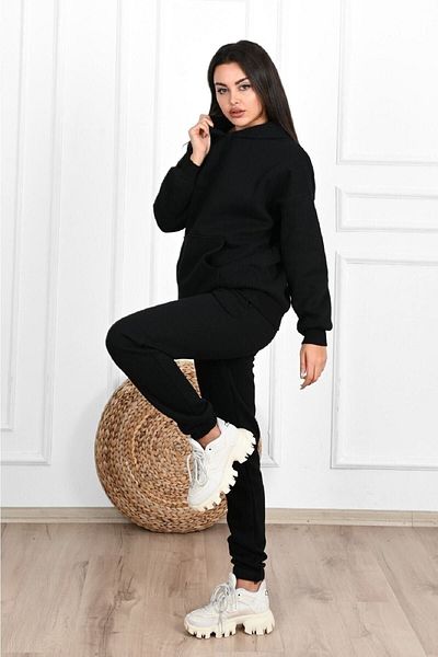 DUBU BUTİK Sima Basic tréningruha szett Pulóver Jogger - Fekete Oversize kapucnis