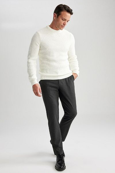 DeFacto Pulover din tricotaj jacquard cu croială obișnuită, cu croială obișnuită, A5234ax23wn