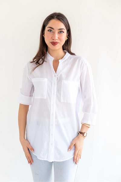 citycenterfashion بلوزة نسائية مقاس كبير قميص 100% قطن عضوي Cty-akc-755
