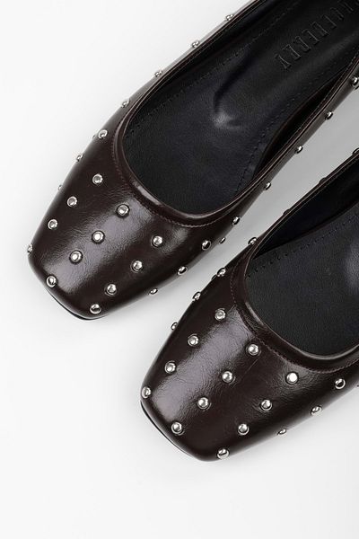 Shoeberry Damskie baleriny Zoe Brown Flat Blunt Toe