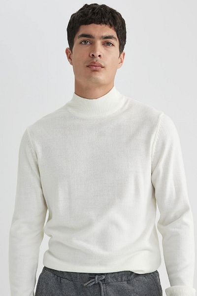 DeFacto Pulover de bază, solid, cu jumătate de gât țesut, slim fit R1127az24sp