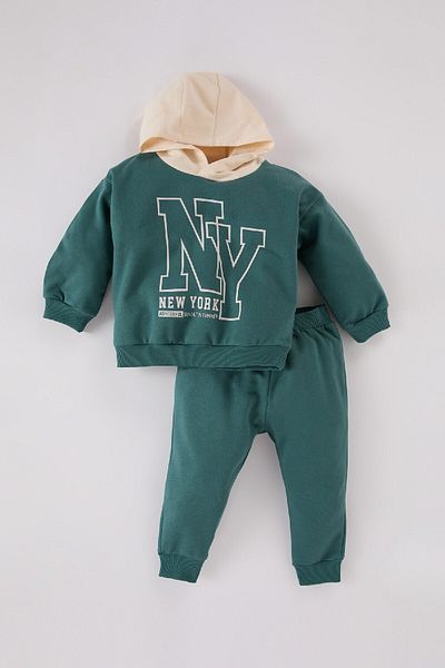 DeFacto Set mit 2 bedruckten Sweatshirts mit Kapuze und elastischen Jogginghosen für Babys – D6876A524WN