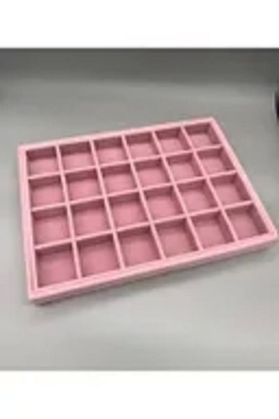 Aydın Decor Fabric Covered Suede Pink 24 Compartment Jewelry Table on Local MDF (aydındecor)