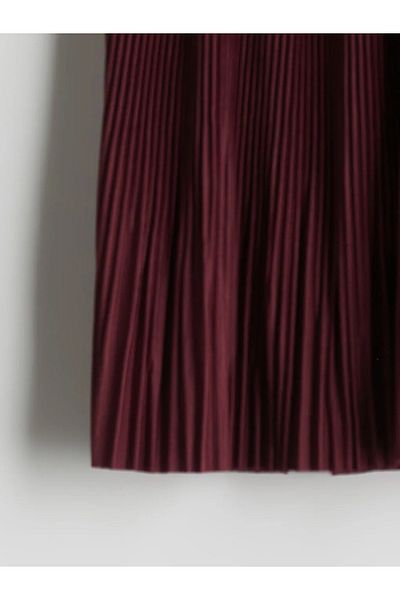 LC Waikiki Lcw Kids Burgundy Elastic Waist Pleated Girls Skirt
