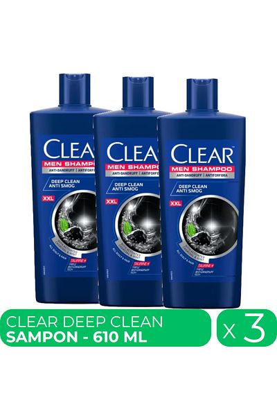 Clear Deep Clean, sampon anti-matreata barbati, 3 buc x 610 ml
