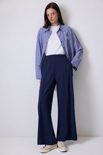 Touché Privé Ribbed Pants with Elastic Waist