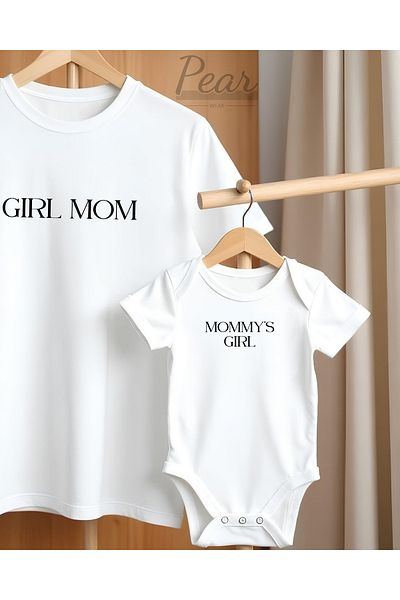 Pear Wear Mother and Daughter Oversize T-Shirt and Body 2-Piece Combination Set