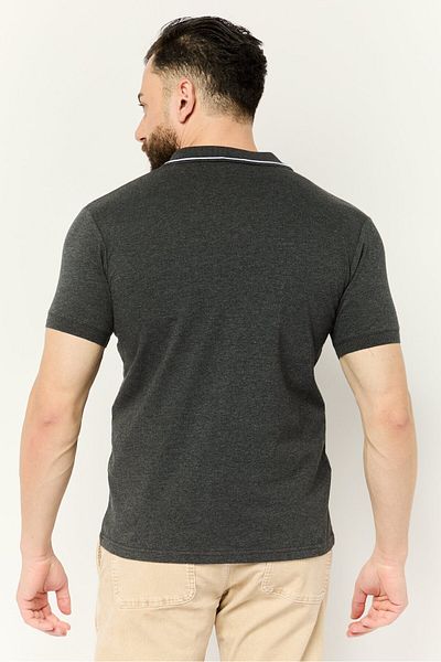 NORTHLAND Men Regular Fit Short Sleeve Embroidered Logo Polo Shirt, Washed Grey