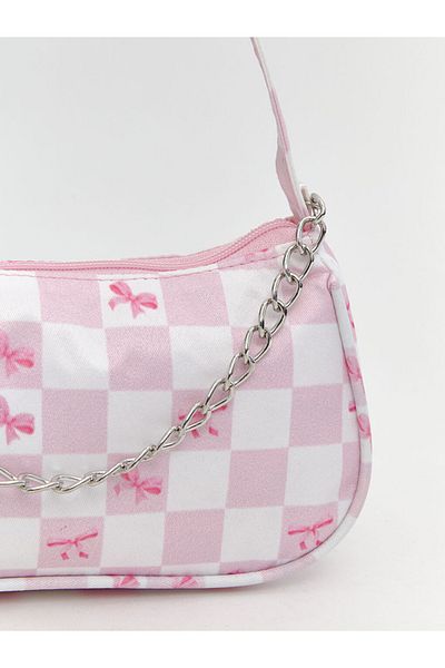 LC Waikiki Geantă de umăr pentru fetiță cu lanț roz-alb 23x13x7 cm