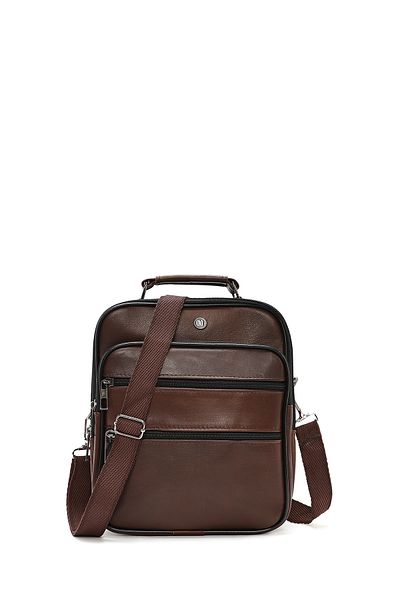 Derimod Men's Brown Long Strap Leather Handbag 24Sbd 400018