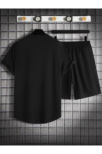 Relax family xf Men's Black 2Pcs Oval Cut Tool Jacket and Tool T-Shirt