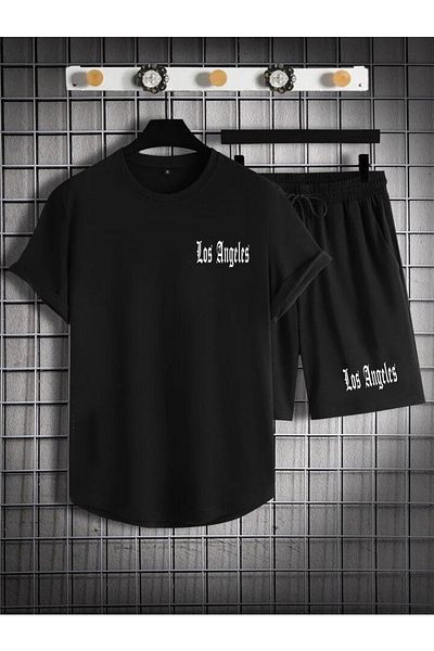 Relax family xf Men's Black 2-Pack Oval Cut Suit Shorts T-Shirt Los Angeles