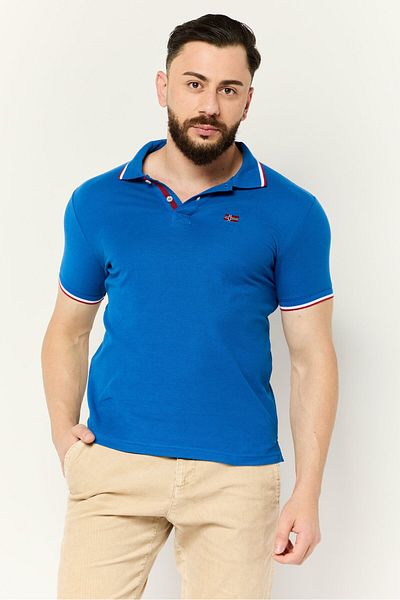 NORTHLAND Men Regular Fit Embroidered Short Sleeves Polo Shirt, Blue