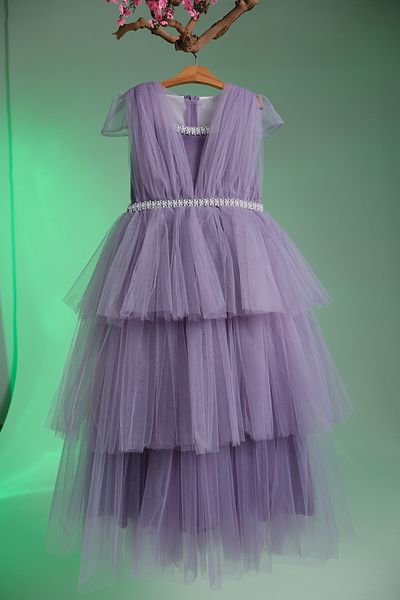 Pina Kids Rochie de seara pentru fete cu decolteu in V cu dungi perle Aby.2330