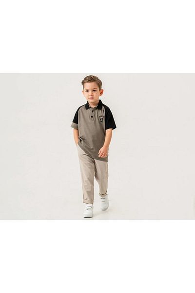 e-çocuk Polo Collar Back Embroidered Boy's Suit 60280