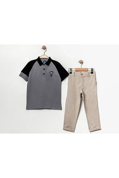 e-çocuk Polo Collar Back Embroidered Boy's Suit 60280